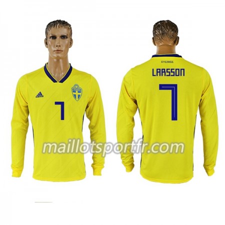 Maillot de Foot Suède Larsson 7 Domicile Coupe du monde 2018 ML